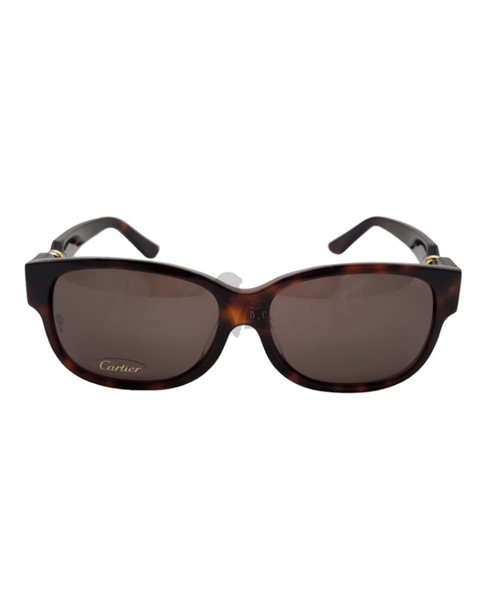 Cartier Tortoiseshell Clemence Trinity Sunglasses Dark Brown