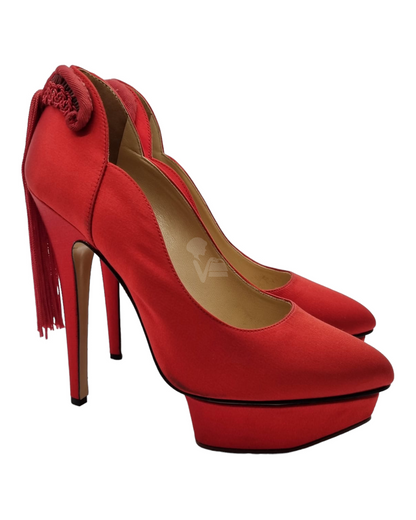 Charlotte Olympia Heels Red Satin Size 37,5/24