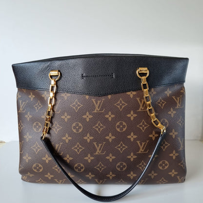 Louis Vuitton Pallas Shopper Monogram Noir Black 2016 Size 33x11x27