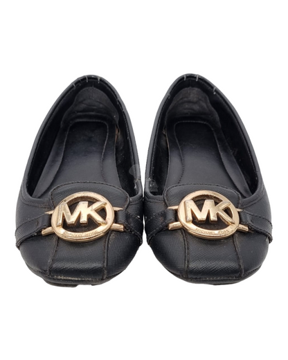 Michael Kors Lilie MOC Leather Flat Shoes Black Size 6.5M / 23.5