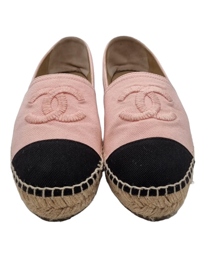 Chanel Espadrilles Pink Black Size 39/25