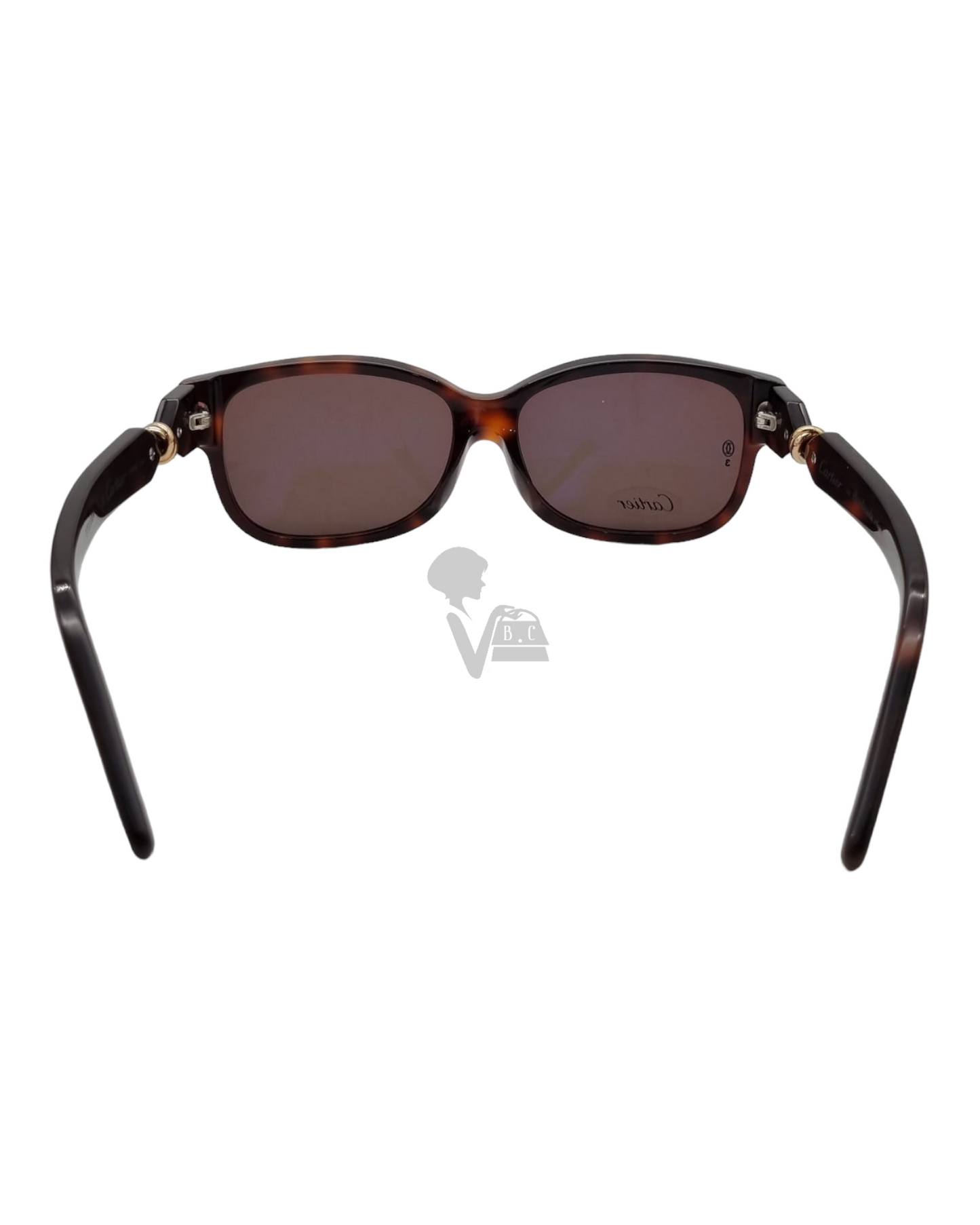 Cartier Tortoiseshell Clemence Trinity Sunglasses Dark Brown