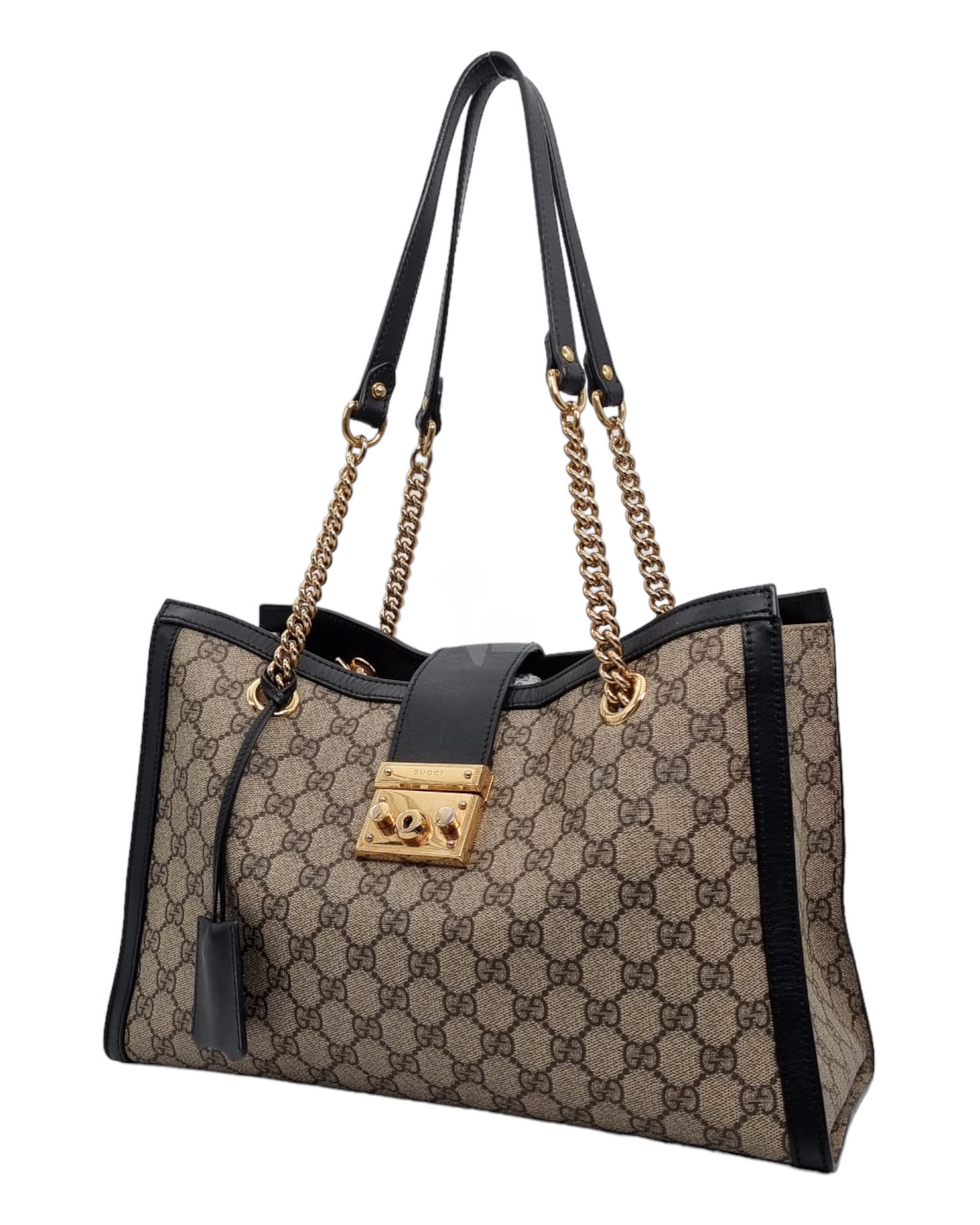 Gucci Padlock GG Supreme Tote Bag Black Size 35x14x22