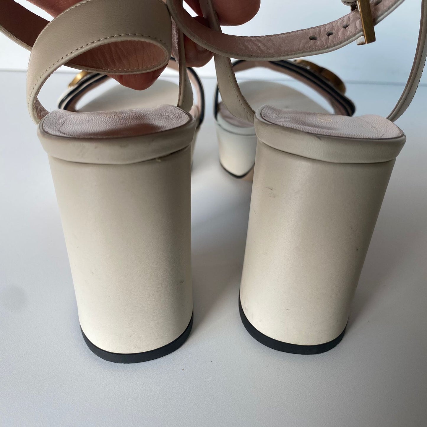 Gucci GG Marmont Leather Sandals White