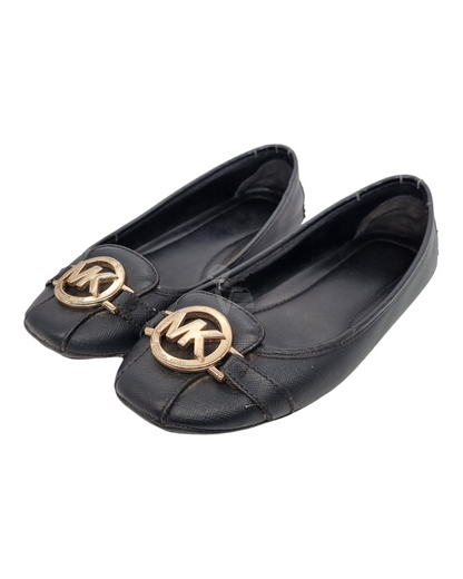 Michael Kors Lilie MOC Leather Flat Shoes Black Size 6.5M / 23.5