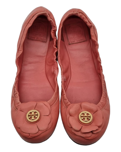 Tory Burch Ballerina Flat Shoes Flower Size 8M/25