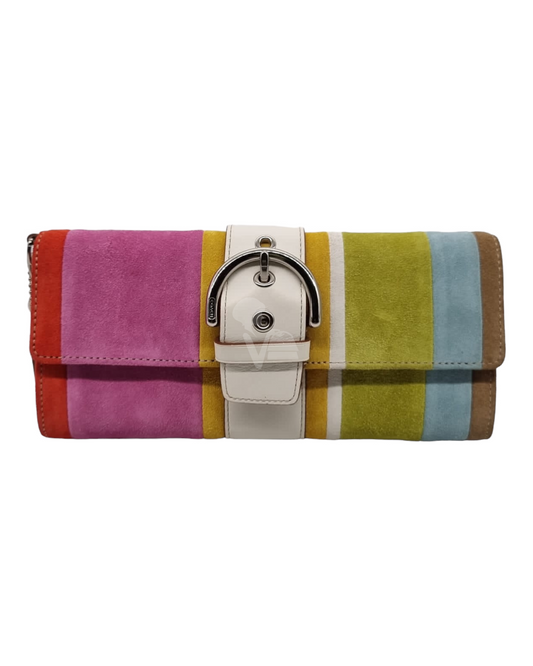 Coach Pic Rainbow Stripe Clutch Size 22x12