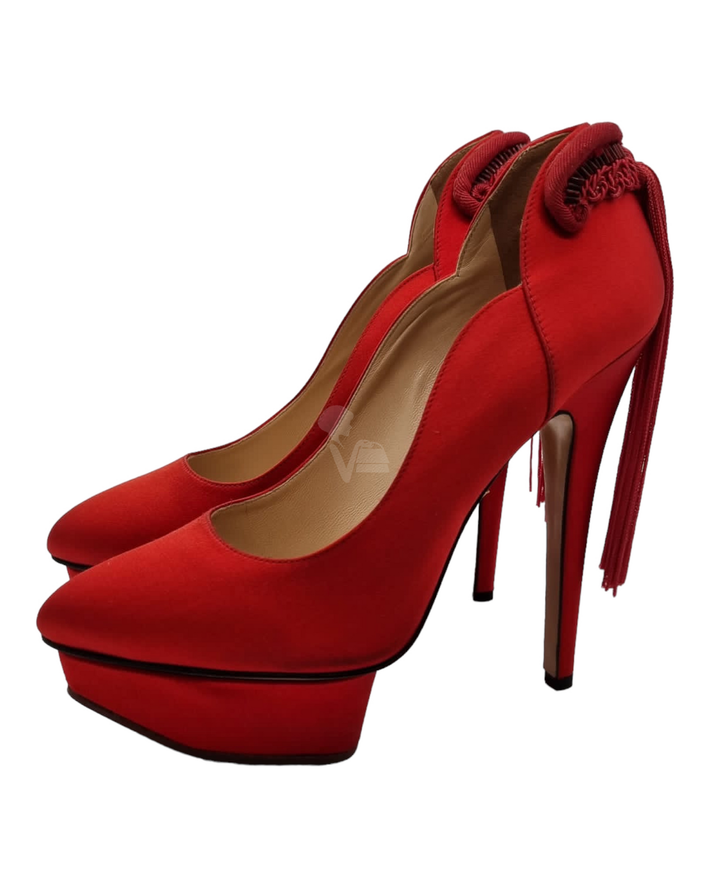 Charlotte Olympia Heels Red Satin Size 37,5/24