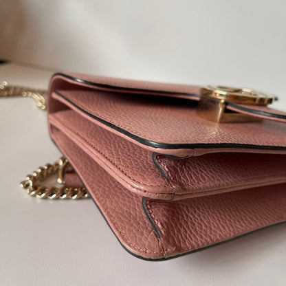 Gucci Interlocking Chain Wallet Leather Rose Poudre