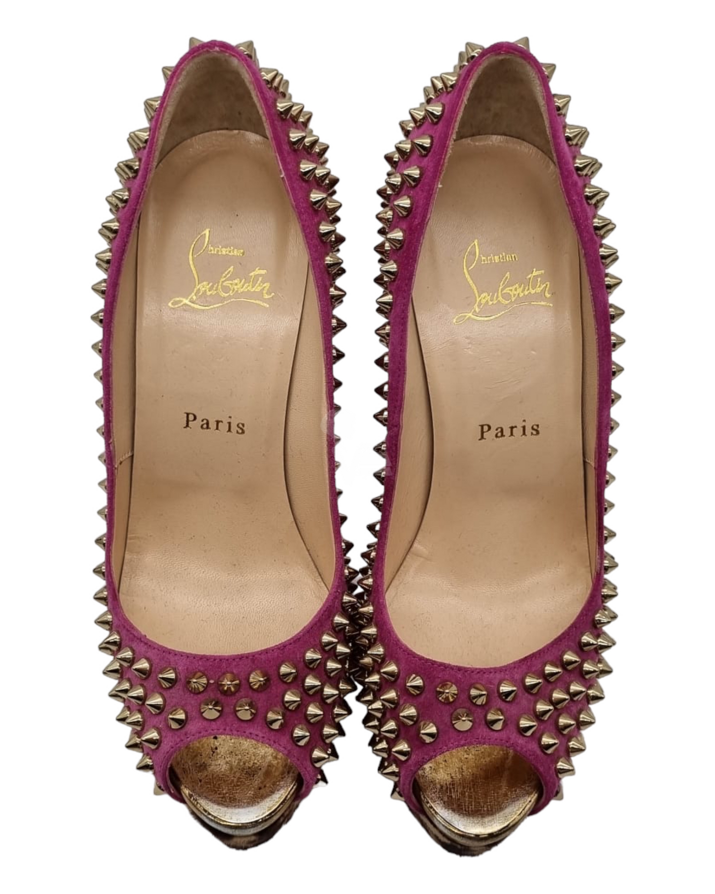 Christian Louboutin Lady Peep Leopard Studs Purple Size 37,5/22