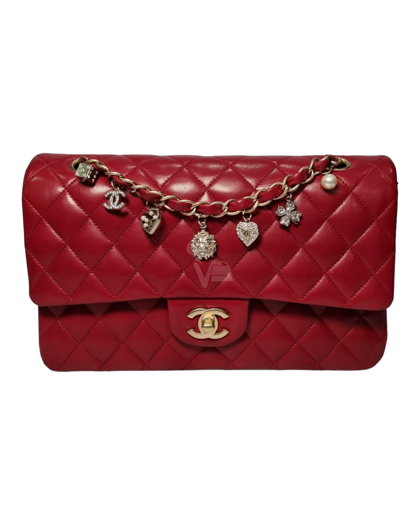 Chanel Classic Glazed Calfskin Double Flap Red #14