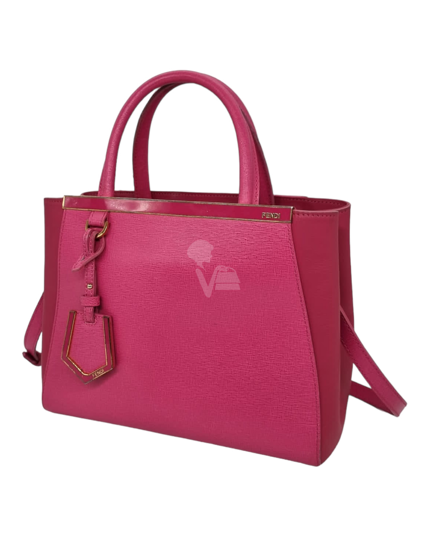 Fendi 2 Jours Grained Leather Pink 2014 Size 26x10x21