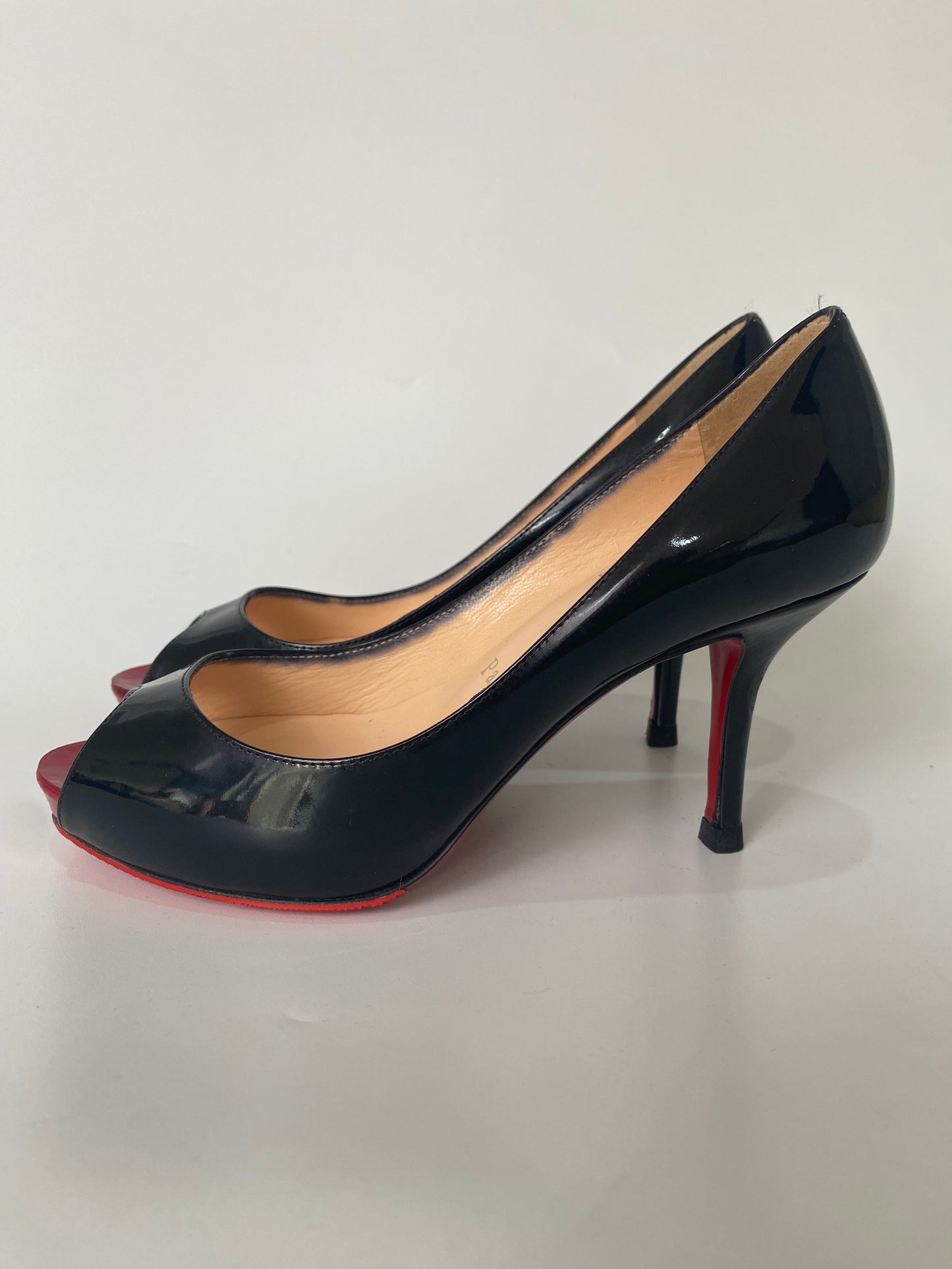 Christian Louboutin Very Prive Open Toe Pumps Patent Calf Black