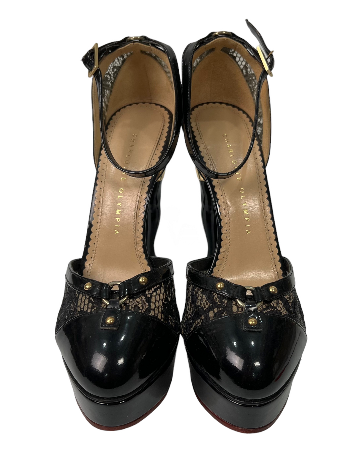 Charlotte Olympia Heels Brokat Black Patent Size 38/24