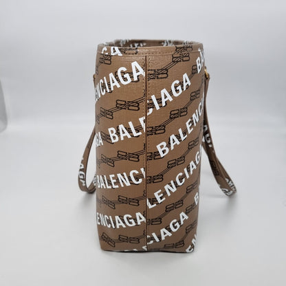 Balenciaga Signature BB Canvas Tote Bag Brown #O