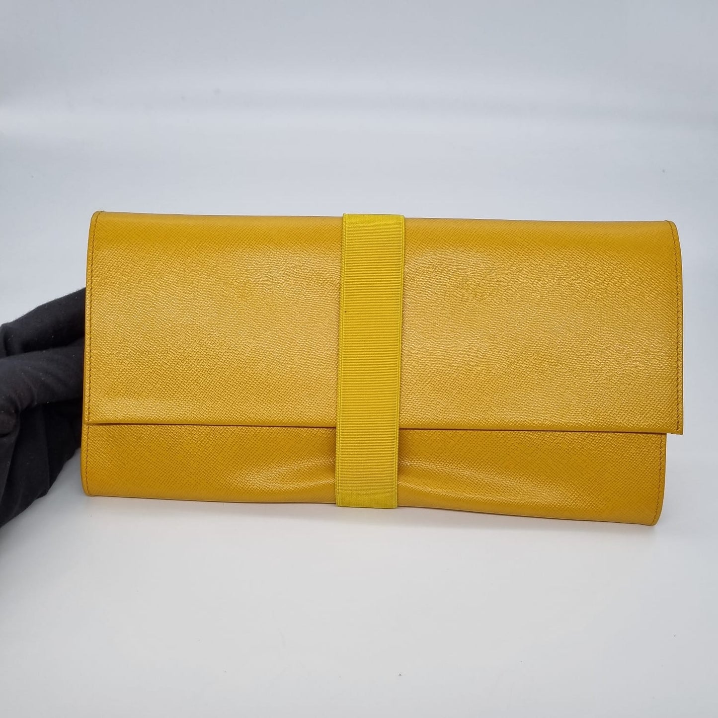 Prada Saffiano Metal Clutch Mimosa Size 24x13