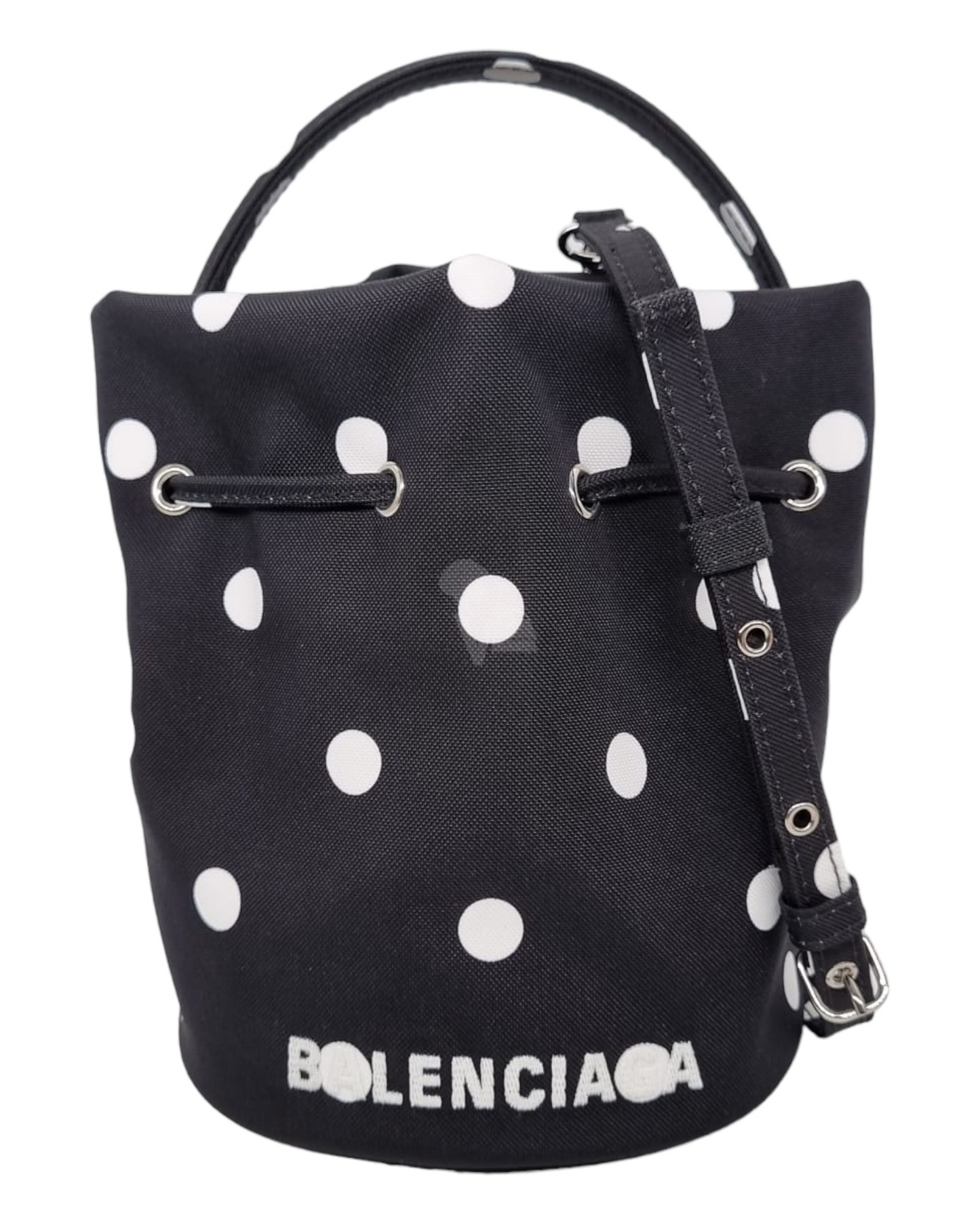 Balenciaga Wheet Drawstring Bucket Bag XS Polka #T