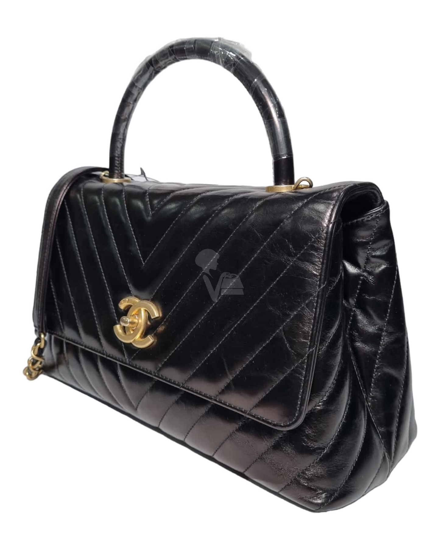 Chanel Coco Handle Chevron Black #24