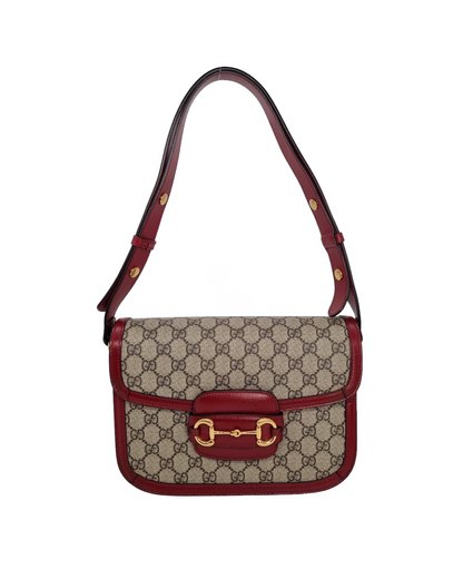 Gucci GG Horsebit 1955 Shoulder Bag Red Size 25x5x20