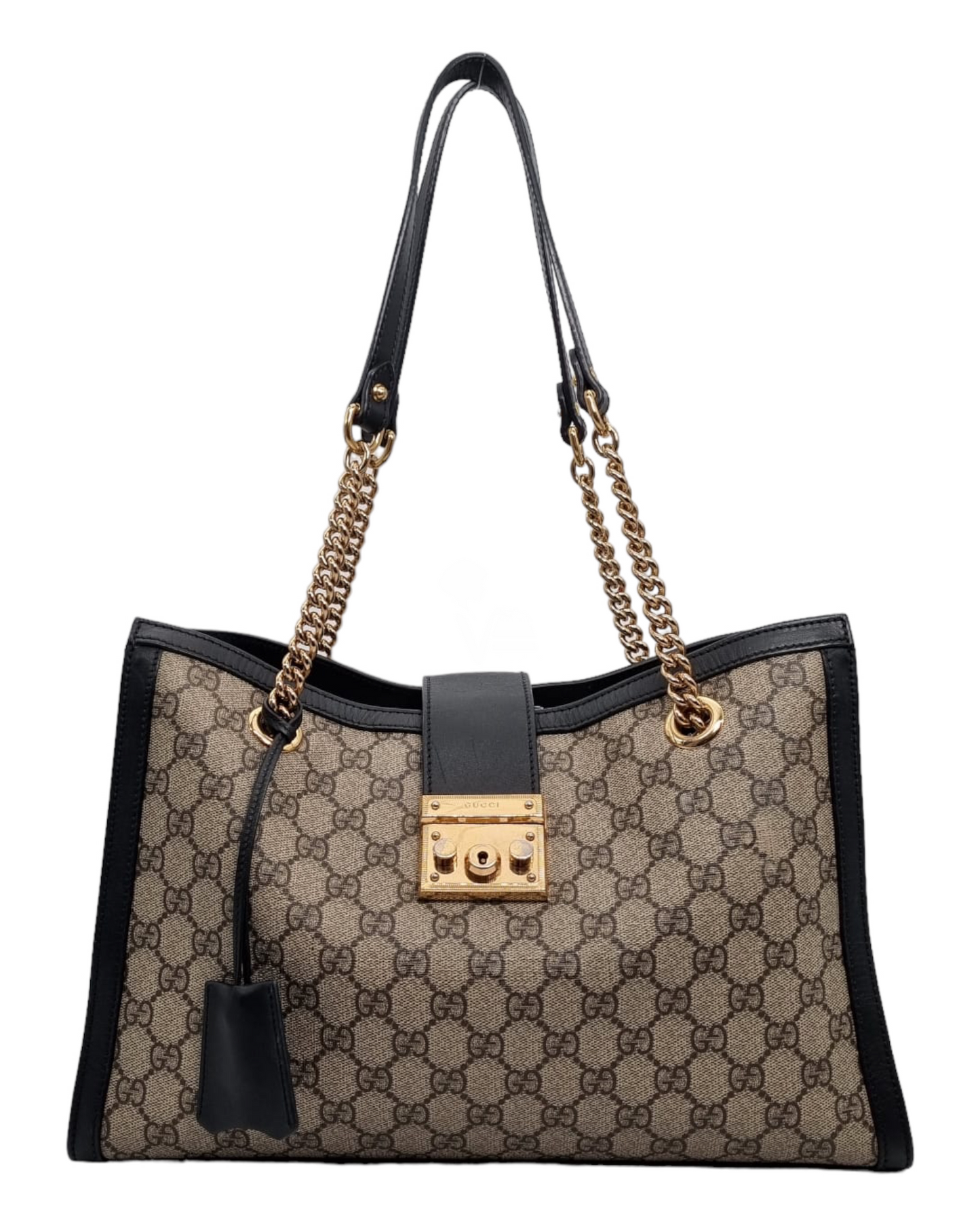 Gucci Padlock GG Supreme Tote Bag Black Size 35x14x22