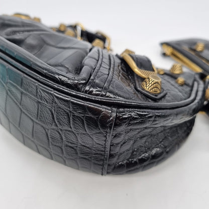 Balenciaga Le Cagole XS Black Croco GHW #R 2022 NBU