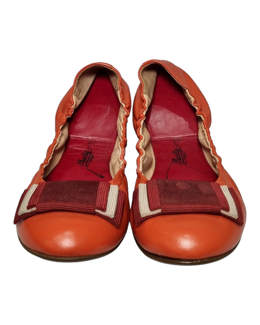 Bally Ballerina Leather Orange Red