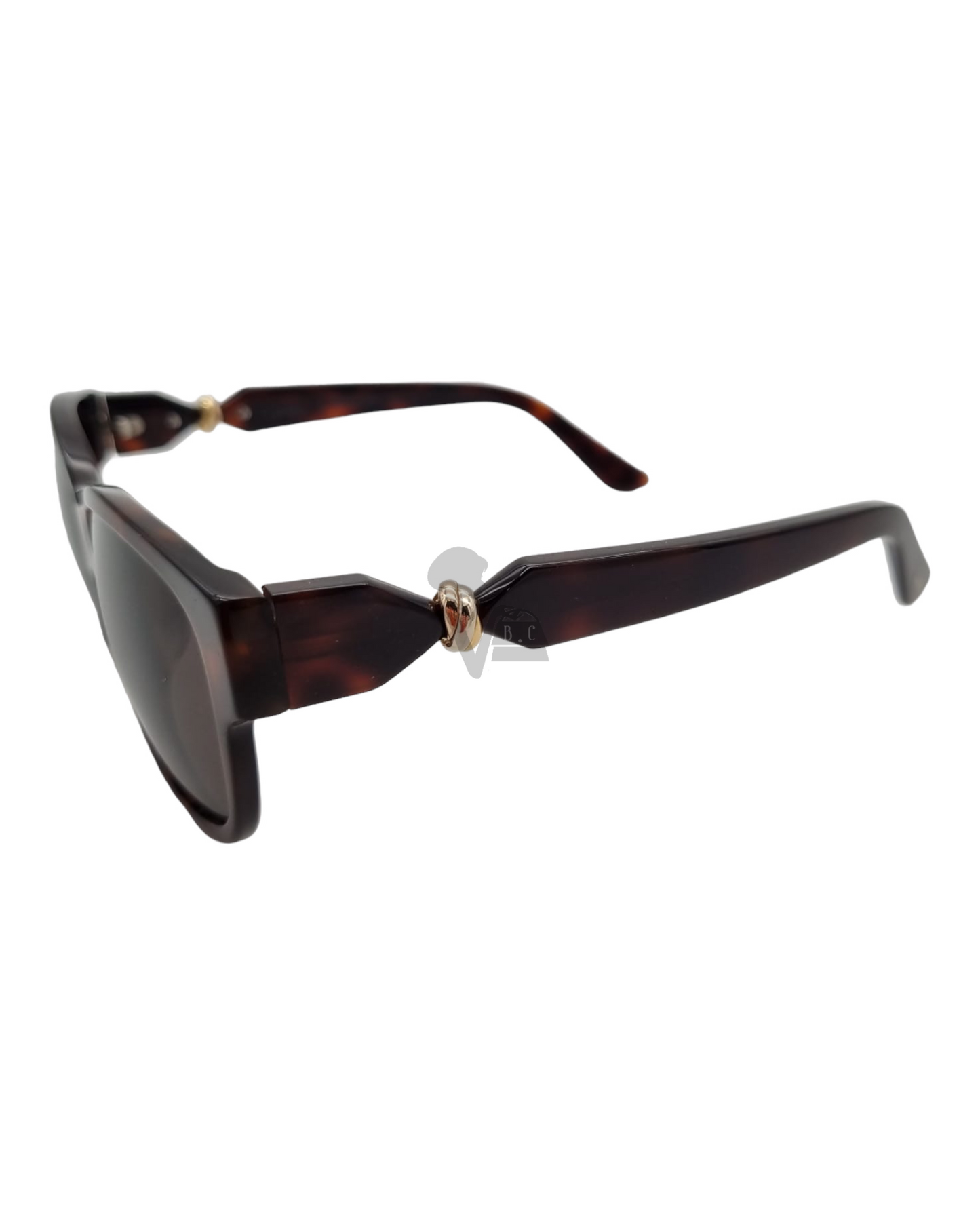 Cartier Tortoiseshell Clemence Trinity Sunglasses Dark Brown