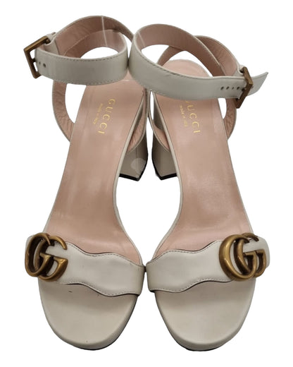 Gucci GG Marmont Leather Sandals White