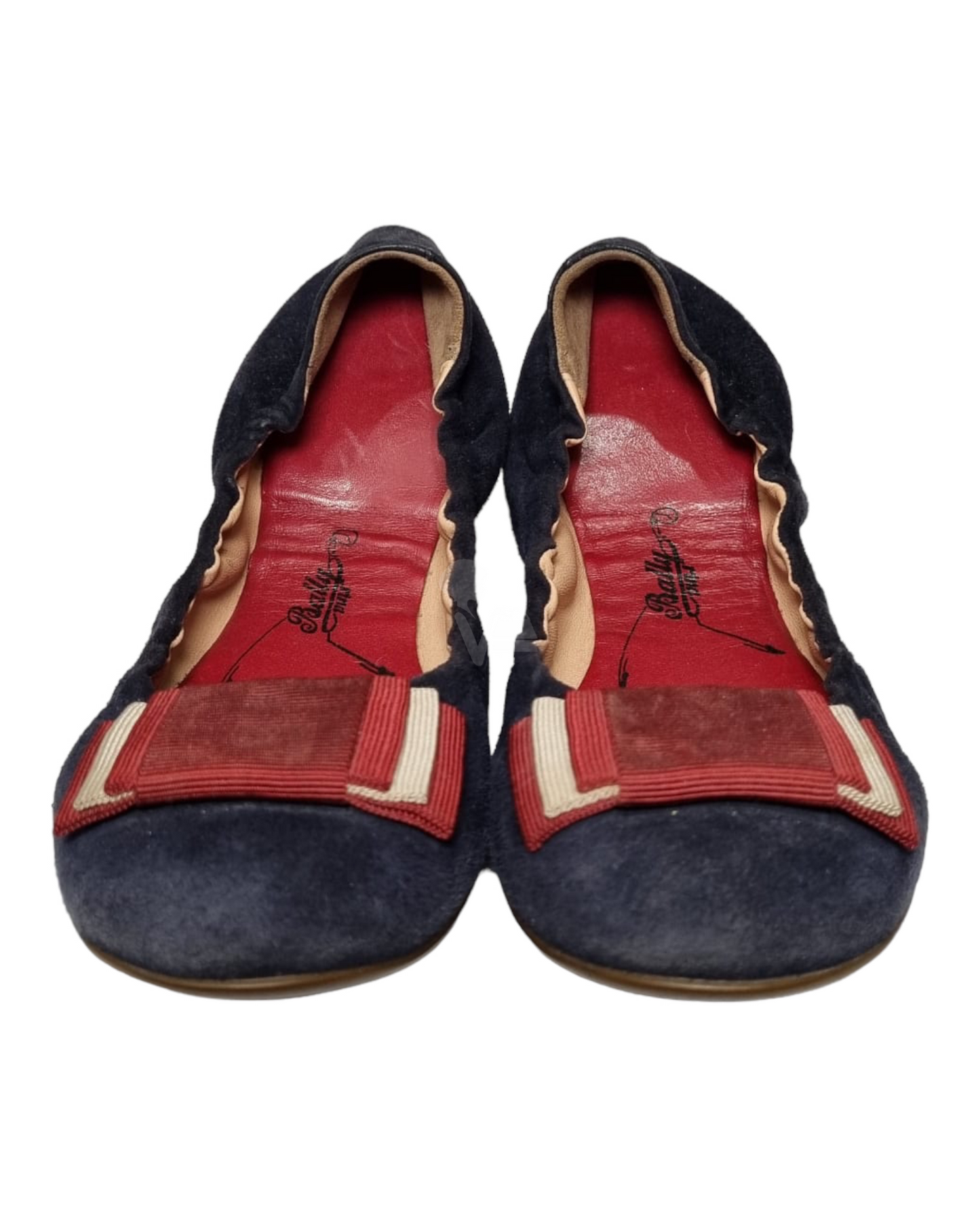 Bally Ballerina Suede Navy Red