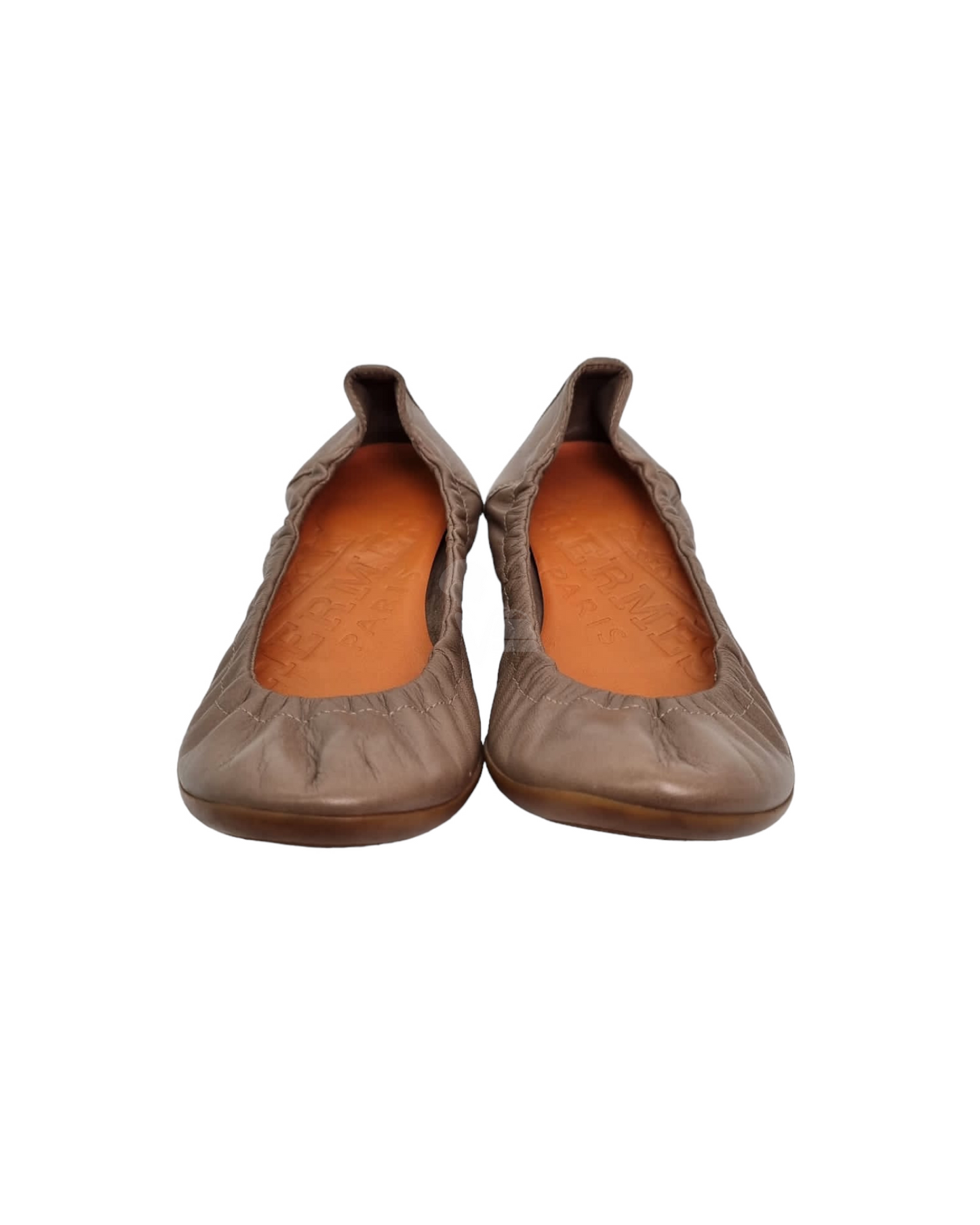 Hermes Carina Ballerina Flats Taupe Size 37/23,5