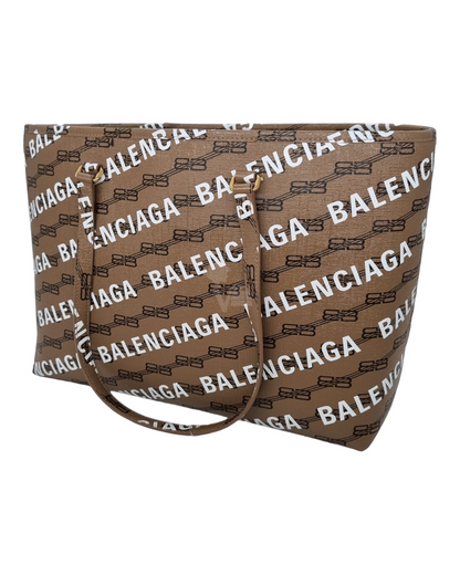 Balenciaga Signature BB Canvas Tote Bag Brown #O