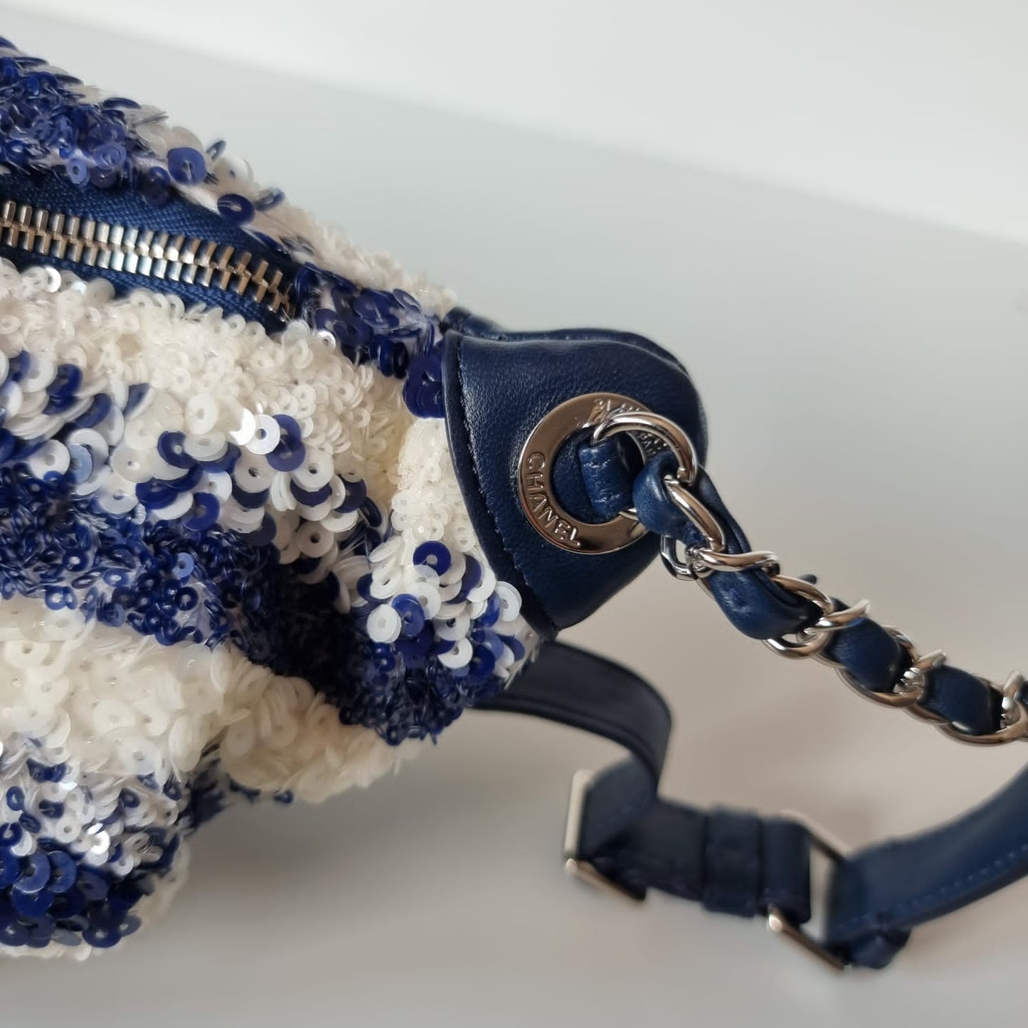 Chanel Belt Bag Sequin Blue & White #27