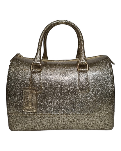 Furla Speedy Gold Glitter Candy Bag Size 30x16x19