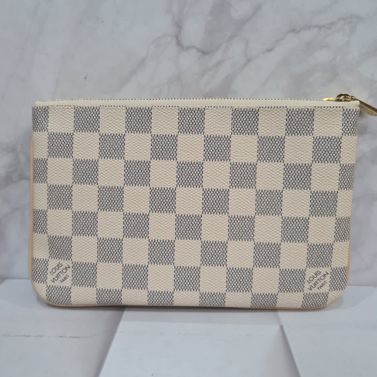 Louis Vuitton Double Zip Pochette Damier Azur 2022 NEW