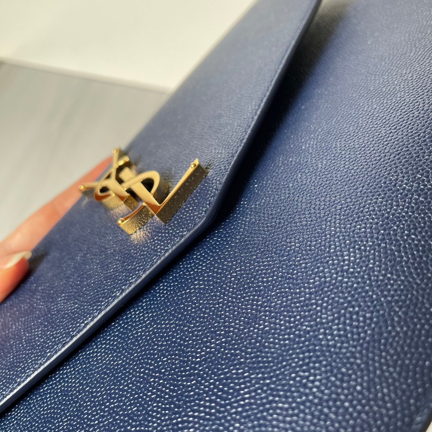 Yves Saint Laurent Uptown Pouch Navy GHW