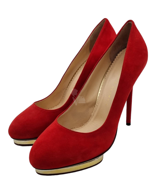 Charlotte Olympia Heels Red Suede