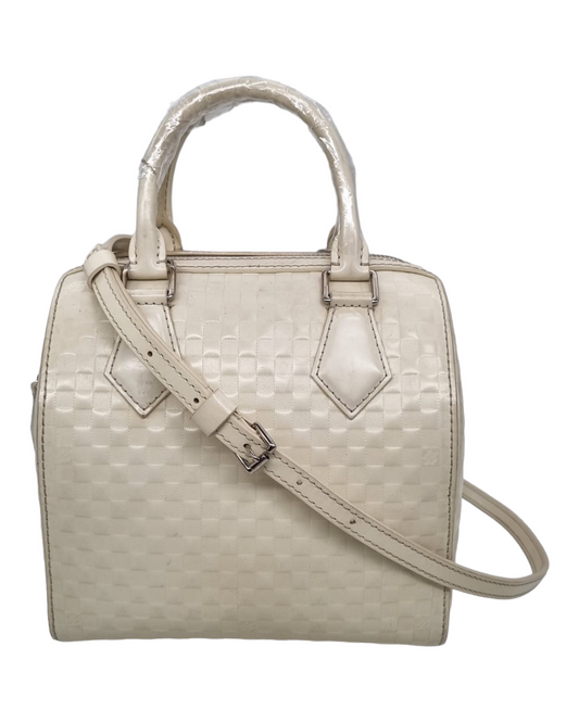 Louis Vuitton Damier Faccete Speedy Cube Ivory 2013 Size 20x11x24