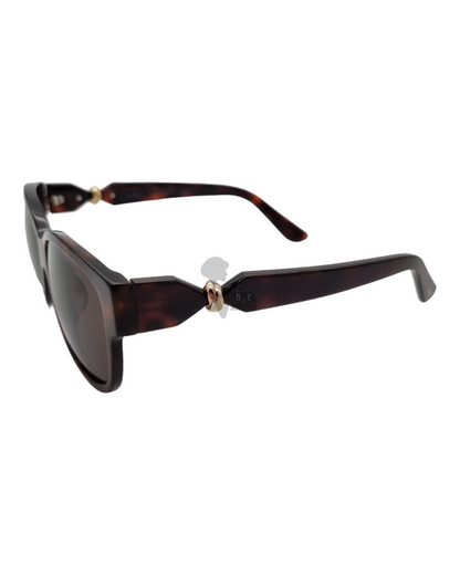 Cartier Tortoiseshell Clemence Trinity Sunglasses Dark Brown