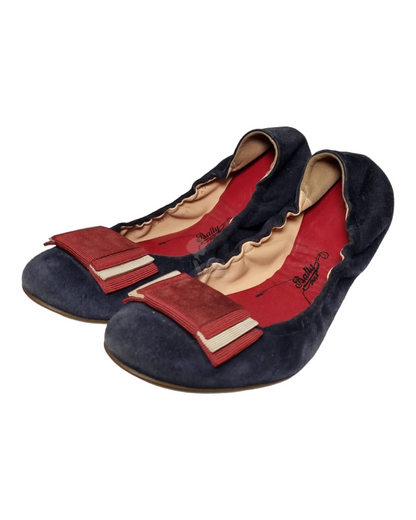 Bally Ballerina Suede Navy Red