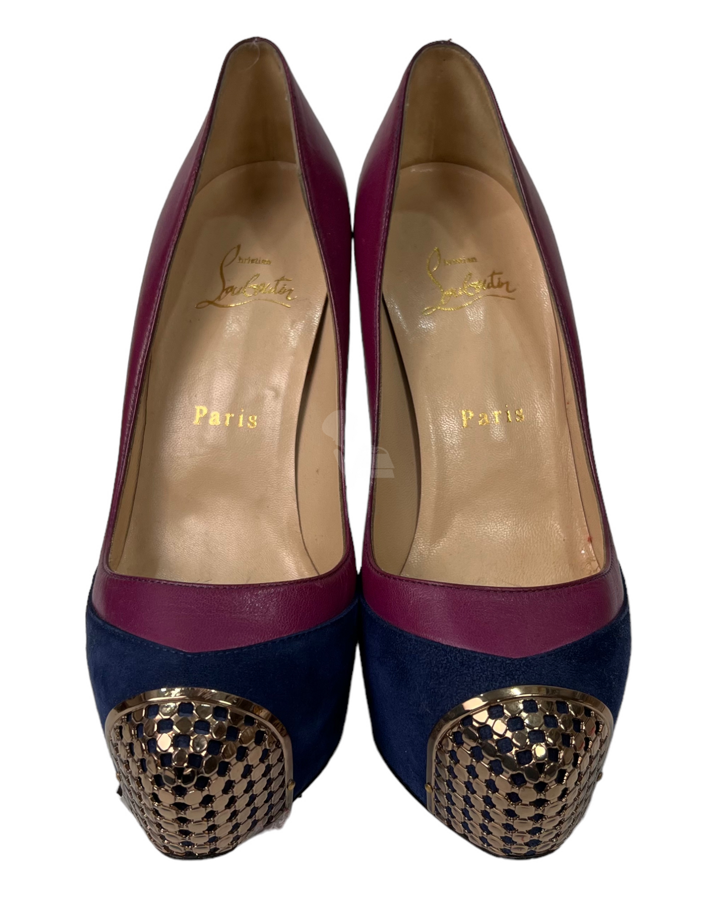 Christian Louboutin Heels Patent Purple Blue Two Tone Size 37,5/24