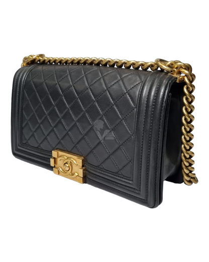 Chanel Boy Black GHW Lambskin #21