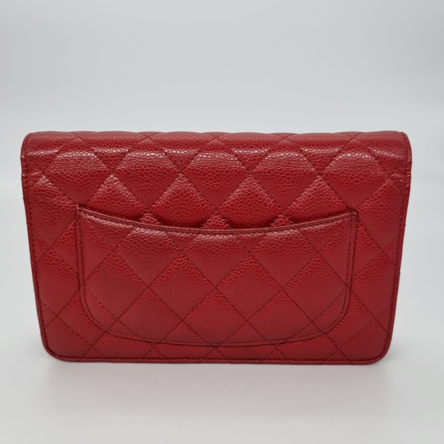 Chanel WOC Caviar Red SHW #19 Size 19x13