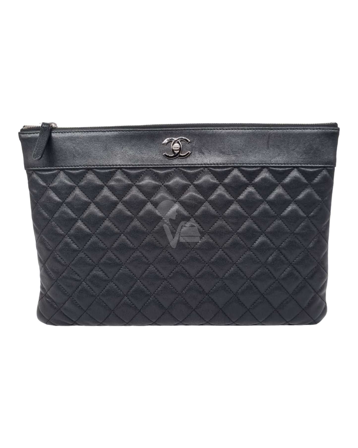 Chanel O Case Quilted Lambskin Black #23 Size 34x23