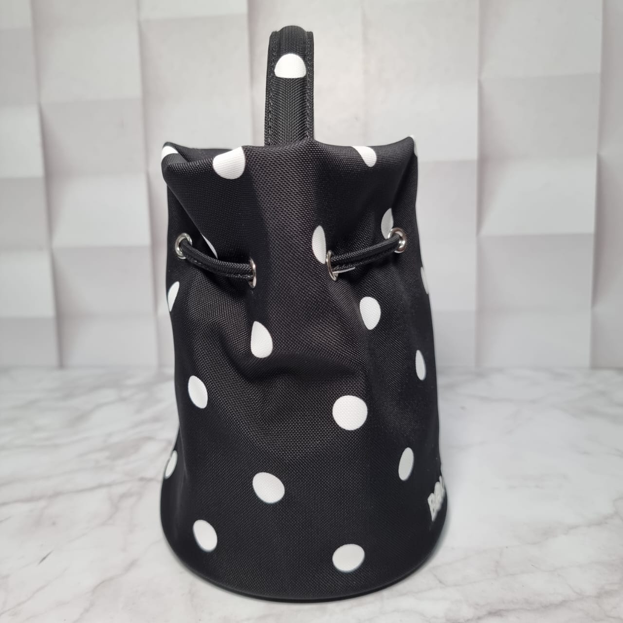 Balenciaga Wheet Drawstring Bucket Bag XS Polka #T