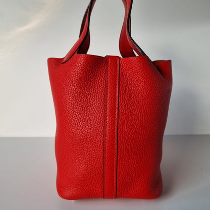 Hermes Picotin 18 Red Tomato Clemence #Y 2020 Size 18x13x18