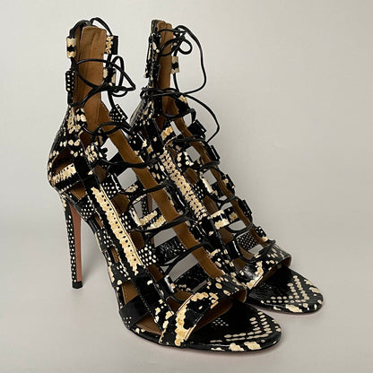 Aquazzura Snake Skin Heels Black White