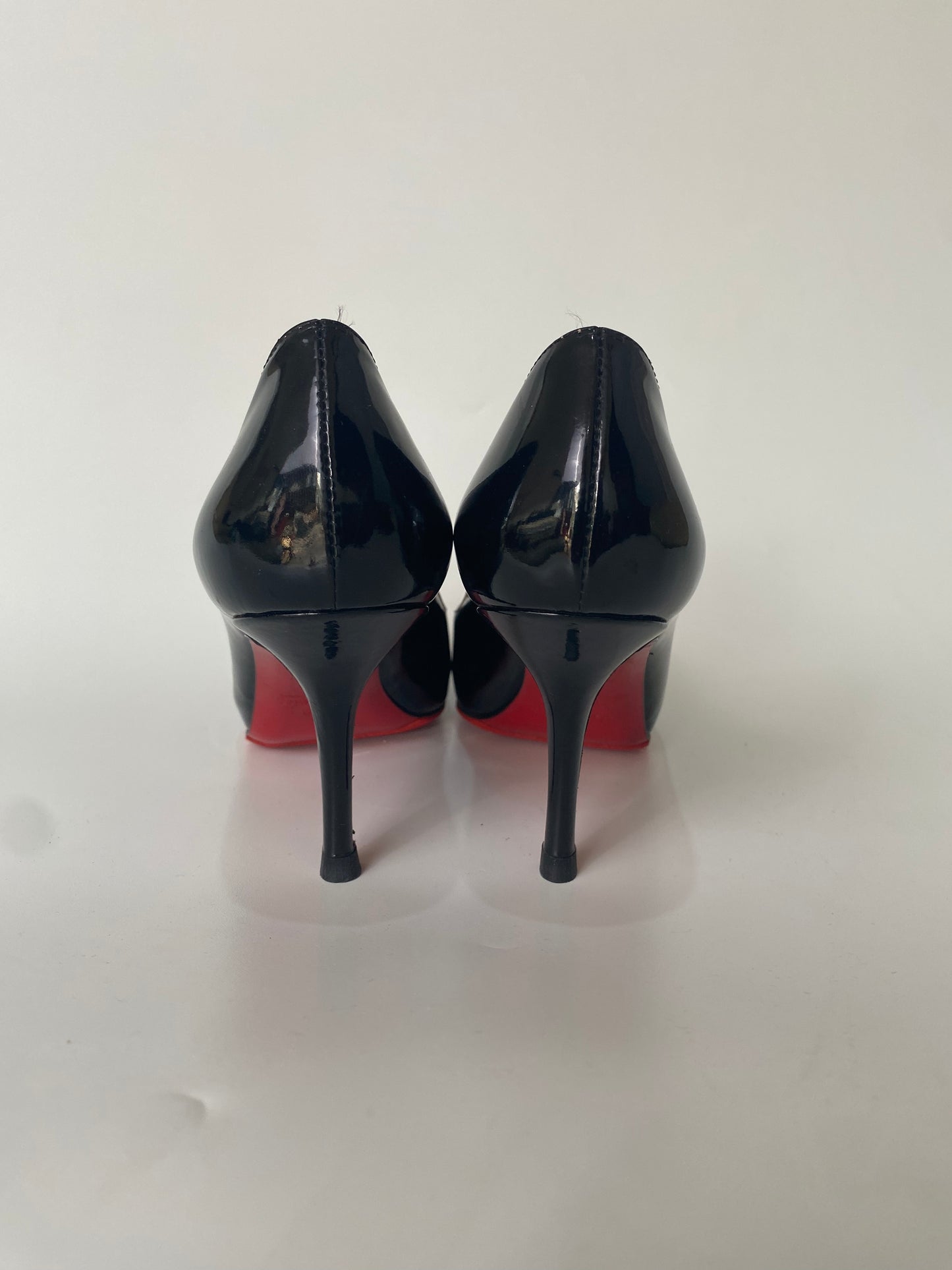 Christian Louboutin Very Prive Open Toe Pumps Patent Calf Black