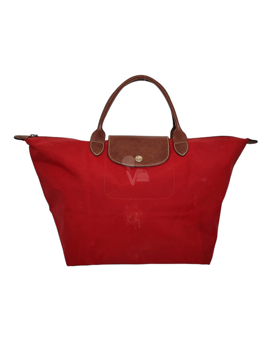 Longchamp Le Pliage Medium Short Handle Red Size 28x20x26