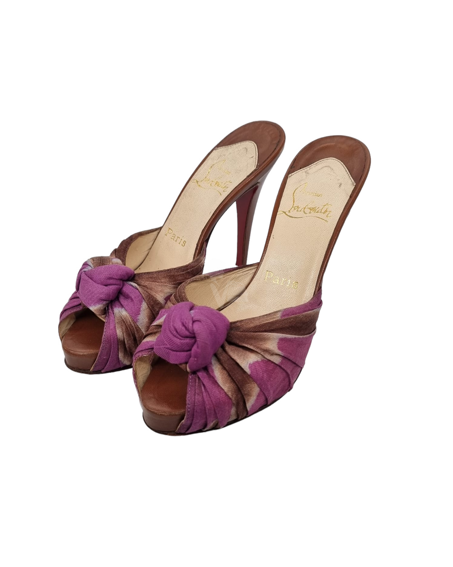 Christian Louboutin Tie Dye Print Pleated Heels Purple Size 36/23