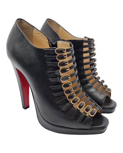 Christian Louboutin Open Toe Heels Black Size 39/25,5